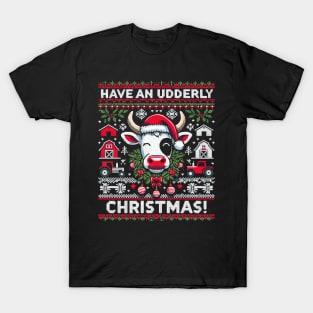 Funny Ugly Christmas Cow Holiday Design T-Shirt